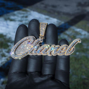 100 % Diamanttester-Geprüft, Personalisierte Anhänger mit Namensschriftzug aus S925 Silber, 10K, 14K, 18K massivem Gold, VVS Moissanit, Iced-Out - Product Image 4