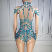 Combinaison transparente en maille scintillante pour femmes, sexy, tendance, pour soirée, club, spectacle de drag queen, costume de spectacle