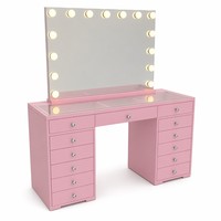 Table de maquillage et commode autoportante en MDF de qualité supérieure, finition brillante, avec miroir LED réglable – Vente en gros