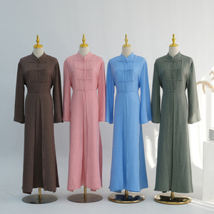 Abbigliamento Islamico Loriya all'Ingrosso, Eleganti Abiti Estivi da <span class=keywords><strong>Donna</strong></span> Islamici, Set Abaya Traspirante a 2 Pezzi con Apertura Frontale per Eid e Ramadan - Product Image 5