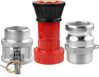 Boquilla de Incendios Roja de 2-1/2 Pulgadas con Conector Camlock de Aluminio Tipo F&B de 2-1/2 Pulgadas para Manguera Plana, Conexiones Rápidas Camlock