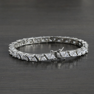 Front and Back Triangle Mix-and-match Tennis <b>Bracelet</b> <b>Copper</b> Inlaid Zirconium Hip-hop Tanjing Fashion Lijing Necklace - Product Image 1