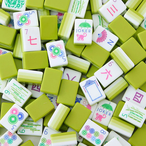 Hot Sale Modern Candy Color Green White Base Mahjong Tiles Pink Monkey Art Jokers with Standard Size for <b>Entertainment</b> - Product Image 1