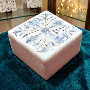 Caja de Joyería Decorativa Rectangular de Mármol y Madreperla de Alta Calidad, con Grabados Florales Modernos, Artesanía en Piedra, Superventas - Product Image 2