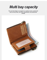 DC.MEILUN Dompet Panjang Unisex Kulit Asli Model Clutch dengan Ritsleting, Anti Maling, RFID Blocking, Motif Batu