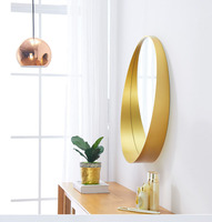 Miroir mural rond en bois naturel avec cadre, grande taille, pour chambre à coucher, salon, entrée, vente en gros