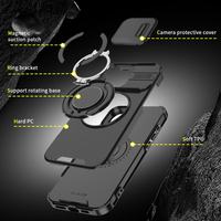 Étui de téléphone de luxe en TPU mat + acrylique avec anneau magnétique, peinture UV, protection antichoc, anti-chute, protection de l'objectif de l'appareil photo