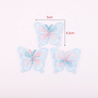 Patch Bordir Kupu-kupu Organza Lapis Tunggal 3D Magic Color 5cm dengan Desain Hati & Bintang