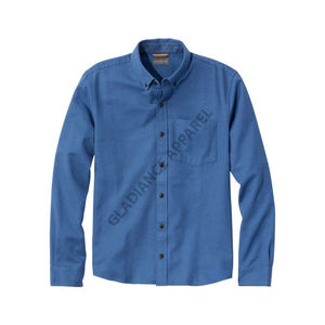 Chemise tissée coupe décontractée d'affaires élégante et solide pour hommes matériau en coton léger teint en fil de saison d'automne - Product Image 1