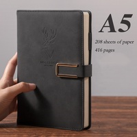Carnet de notes en cuir PU magnétique A5 personnalisé avec stylo, ultra-épais, pour le travail, l'école, le bureau, agenda vierge