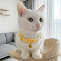 Collier pour chat en corde tressée jaune ombré fait main avec clochette, accessoire pour animal de compagnie réglable, collier tissé esthétique pour chaton, personnalisable