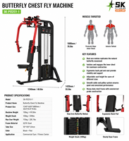 Machine de musculation professionnelle SK pour exercices Pec Fly et Deltéens Posterior, en acier Q235, avec pile de poids de 70 kg, entraîneur de poitrine Butterfly, équipement de gym