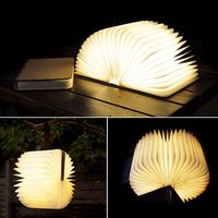 Lampe de lecture LED minimaliste en bois pliable, colorée, rechargeable par USB, avec contrôle tactile, motifs Chat Lapin Panda
