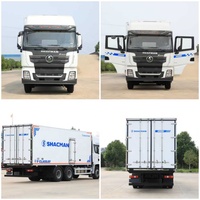 Camion frigorifique Shacman 430HP 6x4 avec caisse en fibre de verre -18 ° Camion de transport de viande et de fruits de mer C, isolation en mousse PU 80mm-120mm, transport de produits congelés