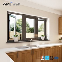 Ventanas Americanas con Rotura de Puente Térmico NFRC, Doble Acristalamiento, Vidrio Templado, Anodizadas, Resistentes a Huracanes para Casas, Tipo Abatible