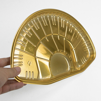 Assiette dorée en plastique pour pâtisseries arabes et desserts, plateau de service alimentaire en PET recyclable pour le Ramadan