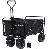 Wagon de plage de pique-nique avec grandes roues et auvent chariot pliant chariot pliable