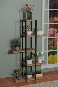 Organizador de Flores de 5 Niveles con Estantes Decorativos, Tablero de Aglomerado Resistente y Metal, Decoración Ecológica para Interiores del Hogar - Product Image 2