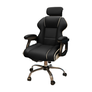 Fauteuil de Bureau Haut de Gamme Inclinable et Pivotant Ergonomique <span class=keywords><strong>en</strong></span> <span class=keywords><strong>Cuir</strong></span> PU <span class=keywords><strong>Noir</strong></span> de Luxe avec Coussin Épais et Appui-Tête - Product Image 4