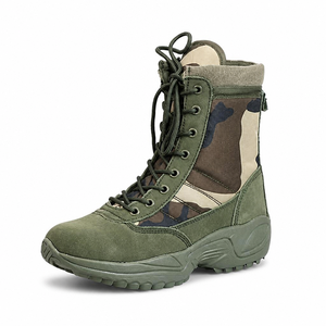 Bottes tactiques pour hommes, directement de l'usine, chaussures de randonnée montantes, résistantes à l'usure, antidérapantes, à lacets, pour l'hiver, en caoutchouc et maille - Product Image 1