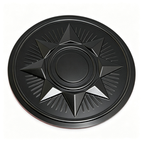Étiquette métallique ronde OEM en relief, oxydation noire, badge métallique 3D en relief étoile, autocollant pour emballage de coffret cadeau de parfum de luxe, logo