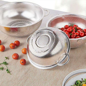 耐用圆孔双手柄不锈钢厨房漏勺洗碗机安全烤箱安全高效食品级过滤器 - Product Image 6