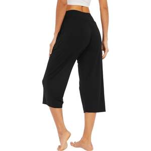 Pantalon de yoga capri en viscose de bambou pour femme, taille haute, coupe ample, confortable, pour la détente ou comme bas de pyjama, tailles S à XXL - Product Image 3