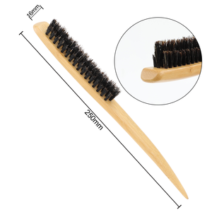 Herramienta de control de borde de cerdas dobles para Estilismo de salón, cepillo de pelo de bambú para burlas, <span class=keywords><strong>cola</strong></span> de rata, peinado trasero, levantamiento, creación de volumen B403 - Product Image 2