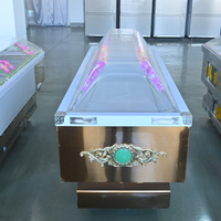 Cercueil Réfrigéré Durable Style Américain en Cristal, Température Réglable, Finition Cuivre, Fournitures Funéraires Fuyono