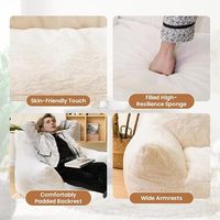 Fauteuil pouf avec repose-pieds, canapé paresseux en peluche avec accoudoirs et repose-pieds, canapés poufs rembourrés pour salon et dortoir