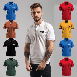 เสื้อโปโลผ้าฝ้ายปิเก้ของผู้ชายเสื้อสีทึบเสื้อติดตั้งลำลองคอปกแขนสั้นแบบปรับแต่งได้100% - Product Image 3