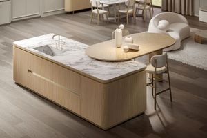 Meubles de cuisine modulaires de style européen moderne, personnalisables en couleur, pour villa, avec comptoir en marbre et robinet, best-sellers - Product Image 4