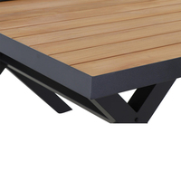 AJUNION Table de luxe à cadre en métal meubles de jardin Table à manger extensible Table de table en bois de teck pieds en forme de X Table à manger d'extérieur