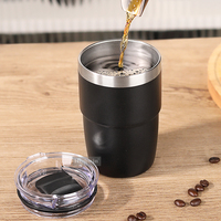 HIGHWIN Tasse à café en acier inoxydable multicapacity Anti-fuite Gobelet à café réutilisable à double paroi pour boissons glacées et chaudes