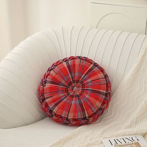 Coussin rond épais en coton à motif écossais, coussin de sol doux pour le soutien lombaire, idéal pour salon, chambre, bureau, balcon - Product Image 5