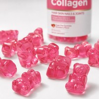 Gummies de collagène végétalien en gros (OEM/ODM) – 60 unités, saveur fraise, supplément de beauté à la biotine pour une peau éclatante et anti-âge chez l'adulte