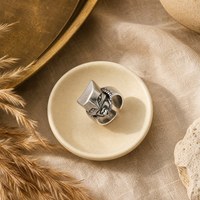 Bague ajustable vintage Masque de Pharaon, plaqué argent antique, style égyptien rétro, pour homme, base en cuivre