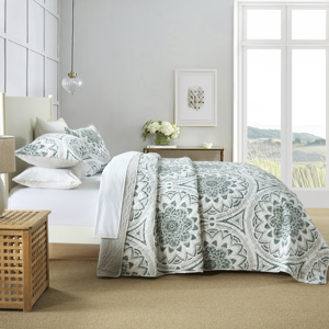 Set di Biancheria da Letto in Microfibra Boryard, Copriletto Trapuntato con Stampa Mandala Verde e Bianco, Misura King e Queen per la Casa - Product Image 3
