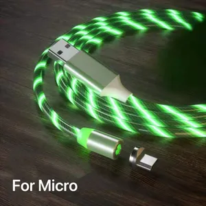 Cabo de carregamento magnético LED 3 em 1 mais vendido para iPhone e Samsung Cabo USB de carregamento rápido tipo C micro cabo de dados