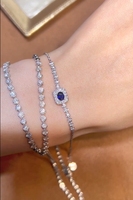 Bijoux en or blanc 18 carats de style INS simple Bracelet de tennis en saphir bleu royal naturel Accessoire de mode Bracelet à breloques
