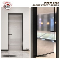 Porte intérieure battante, porte coulissante avec poignée et serrure pour maison, portes pliantes en aluminium et verre sur mesure