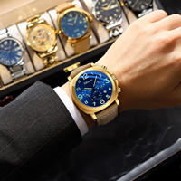 Montre sport à quartz CX 954, grand cadran 45 mm, chronographe multifonction, affichage lumineux, bracelet en cuir, étanche pour la vie quotidienne