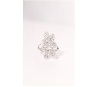 Xinfly Real Diamond Gemstone 18K White <b>Gold</b> Leaf Shaped 0.7ct Natural Diamond <b>Ring</b> - Product Image 1