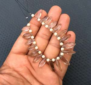 Hilo de 17 piezas de alta calidad de cuentas de Briolette con forma de marquesa facetadas de piedras preciosas de cuarzo ahumado marrón Natural - Product Image 5