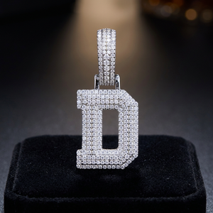 Collier chaîne avec pendentif lettre B en moissanite, breloque lettre effet glaçon, bijou unisexe, cadeau hip-hop, plaqué rhodium - Product Image 4