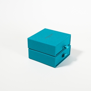 Custom Logo Sliding Drawer Jewelry Packaging <b>Box</b> Blue Cardboard Square <b>Gift</b> <b>Box</b> for <b>Earrings</b> and Rings Storage - Product Image 2
