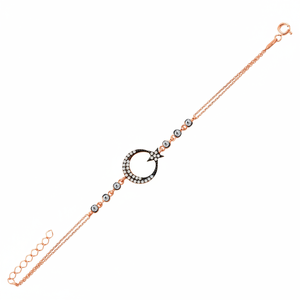 <b>Rose</b> <b>Gold</b> P. 925K Sterling Silver Turkish Moon Star Bracelet BSBL064 - Product Image 2