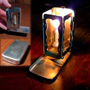 Candele tascabile pieghevole in acciaio inossidabile con tasca a candela lanterna portatile pieghevole in campeggio da fare picnic - Product Image 6