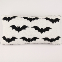 Housse de coussin décorative pour canapé, motif chauve-souris noire en polyester tufté, pour la maison, idéale pour Halloween – Collection Annuelle