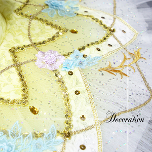 T0231 Tutu di balletto all'ingrosso a maniche corte in pizzo <span class=keywords><strong>giallo</strong></span> dal Design originale indossa un vestito da balletto - Product Image 6